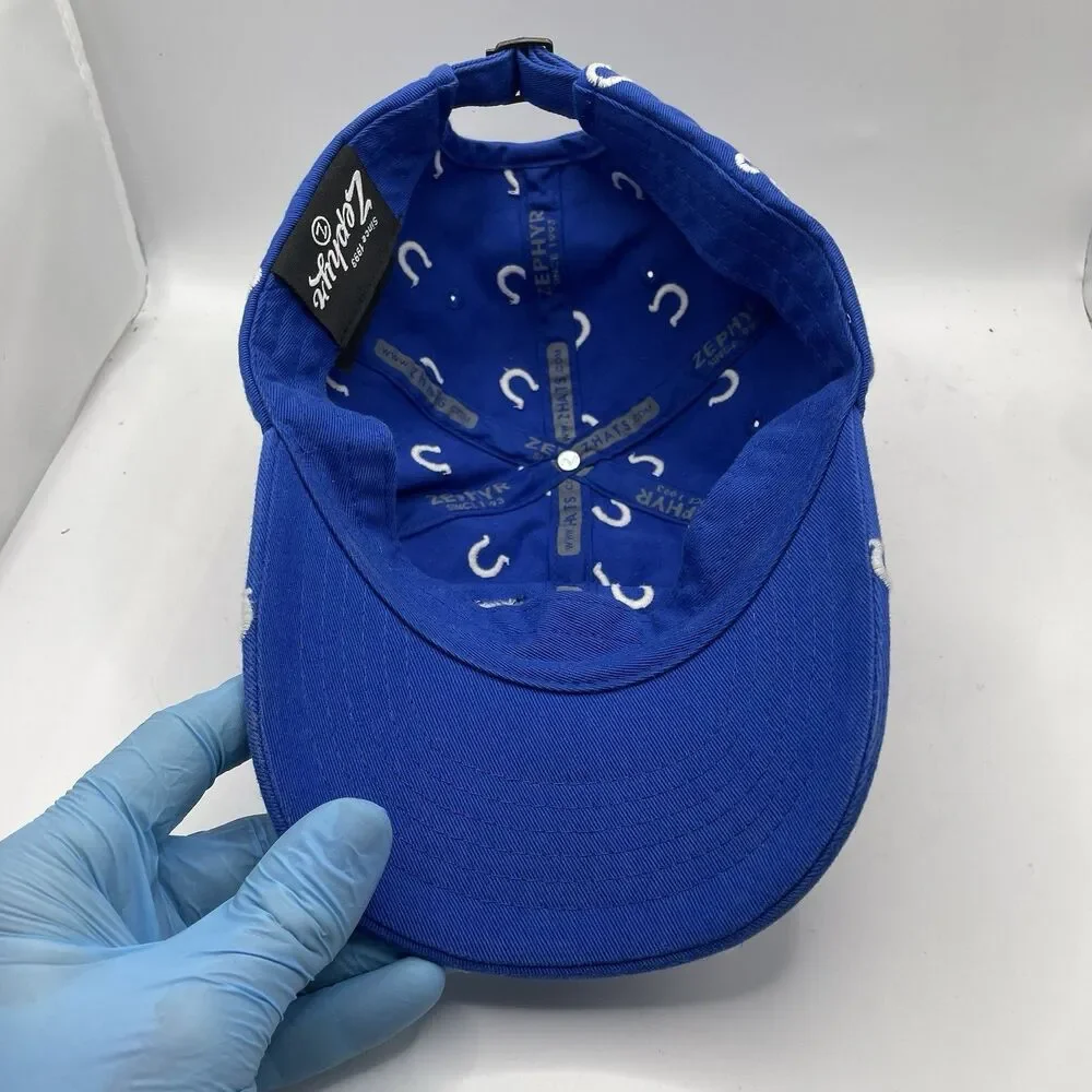 ZEPHYR STRAPBACK HAT INDIANAPOLIS COLTS NFL BLUE ONE SIZE ADJUSTABLE EMBROIDERED